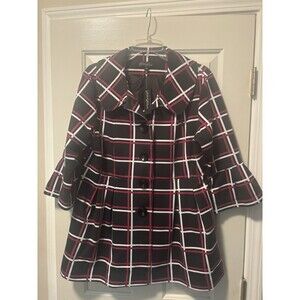 Eden Court Women’a Pea Coat 3/4 Bell Ruffle Sleeve- Lined Pockets Sz L Black NWT